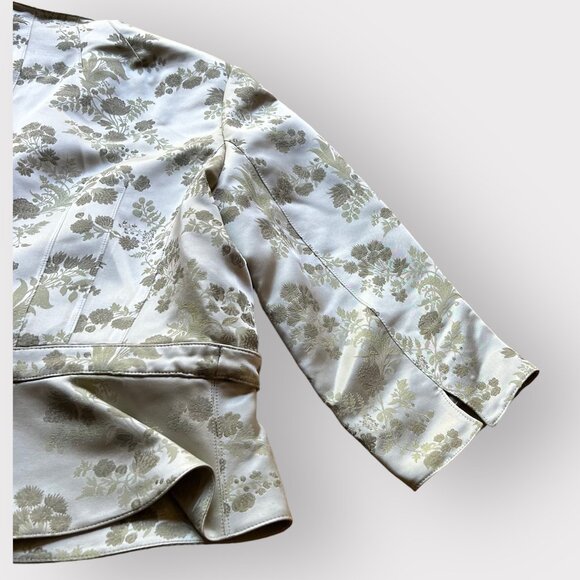 Rickie Freeman Teri Jon Nites Size 14 Light Green Brocade Vintage Blazer Jacket - Picture 4 of 16